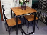 美式铁艺小户型餐桌椅组合咖啡桌书桌做旧办公桌正方形休闲桌椅子