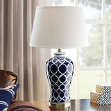 HH Ellen美式乡村手绘陶瓷台灯新中式蓝色复古卧室床头创意欧式灯