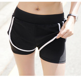 专业跑步运动短裤女夏户外假两件显瘦速干马拉松内衬弹力健身裤