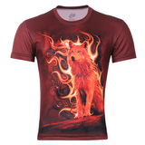 包邮火焰狼王原创意3dt恤立体 新款美国代购动物印花短袖男装T恤