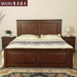 美式乡村纯实木美国红橡木双人床卧室家具1.8米实木床床头柜组合