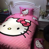 kitty三四件套凯蒂猫件套可爱格子全棉活性儿童床上用品春季粉色