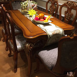 欧式餐桌高档实木餐桌椅组合6人长方形1.8米美式餐厅家具吃饭桌椅