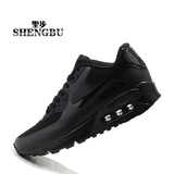 【圣步】韩国ulzzang运动鞋 无缝气垫鞋男女 全黑 增高休闲跑步鞋
