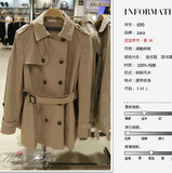 2014秋装新款女式外套Zara韩版修身女装双排扣肩章中长女款风衣女