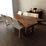 美式实木餐桌铁艺会议桌创意个性办公桌子工业风原木电脑桌茶桌椅