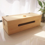 电线收纳盒电源线整理线盒 实木插排集线盒 桌面木质插座插线板盒