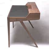 北欧怡家黑胡桃橡木书桌实木办公桌电脑桌写字台特价