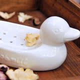 zakka 杂货 陶瓷 可爱小鸭子 香皂盒 卡通创意 日式白色肥皂盒