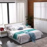 家具白色烤漆组合高箱气动储物床1.5米板式床1.8米双人床卧室婚床