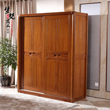 金丝胡桃木衣柜实木简约现代中式卧室环保油漆整体衣柜智能衣柜