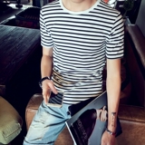 2016新款夏季韩版日系圆领潮男条纹海魂衫短袖T恤修身打底衫半袖