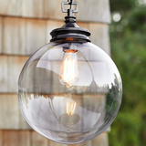 美式现代简约透明玻璃圆球单头吊灯爱迪生复古餐厅阳台浴室吊灯具