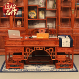 中式实木办公桌 电脑桌榆木 写字台 老板桌 大班台 书桌书架组合