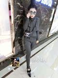 韩版春季2016新款女装欧洲站显瘦休闲公主外套修身哈伦裤2件套装