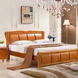 特价1.8米双人床 实木婚床中式田园风橡木床 简约现代卧室家具床