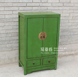 【雅堂坊-中式复古家具】仿古彩绘绿色做旧玄关柜 门厅柜 鞋柜