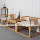 老榆木免漆圈椅新中式单人沙发茶几现代简约禅意家具实木原创家具