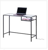 宜家代购 维特索笔记本电脑桌 书桌, 黑褐色, 玻璃100*36原价249