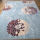 羊毛地毯新中式高档蓝色高低针花纹手工定制卧室客厅茶几书房地毯