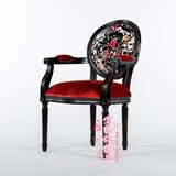 田园地中海餐椅 欧美式实木家具手工雕花布艺软包靠背椅 锡塔餐椅