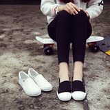 夏季帆布鞋白色布鞋女护士鞋平底一脚蹬懒人鞋小白鞋韩版圆头鞋子