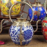 金礼诚家居 博古架摆设 中式摆件 可收藏 民间工艺品 陶瓷手工壶
