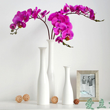 长颈细口高花瓶 白色陶瓷花器台面餐桌摆件三件套 简约现代特价