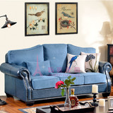 美式乡村复古客厅小户型整装布艺沙发组合单人三人PU现代皮布沙发