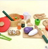 日本 Woody Puddy 超大木盒 木制蔬菜切切乐 过家家厨房玩具