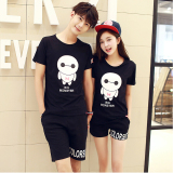 2016夏装新款情侣装男女韩版大码短袖T恤修身两件套装学生班服潮