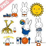 可爱Miffy卡通贴图透明免抠PNG设计素材手帐插画美化详情装饰T20