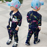 2016春装新款幼儿童小童装1234岁男童宝宝两件套韩版碎花拉链套装