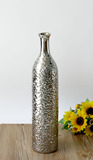 大促 时尚现代银色金属浮雕陶瓷器装饰品 落地大花瓶酒柜橱窗摆件