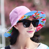 帽子女春夏天防紫外线双面戴防晒遮阳盆帽渔夫帽沙滩可折叠太阳帽