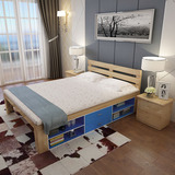全实木床纯松木1.8米双人床1.5单人床1.2儿童床新中式高箱储物床