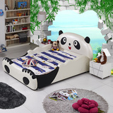 儿童床男孩女儿童床单人儿童床带护栏创意熊猫床儿童家具皮床