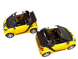 满35元包邮黄色敞篷奔驰smart（精灵）汽车/3D纸模型/
