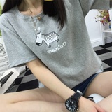 韩版夏季短袖T恤女宽松大码韩国学生卡通纯棉百搭上衣女装半袖t桖