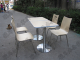 厂家直销肯德基分体快餐桌 食堂餐桌 不锈钢盘曲木餐桌椅组合FT-8