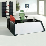 大班桌黑色班台钢化玻璃老板桌时尚简约2米办公桌钢架现代