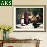 纯手工十字绣成品红葡萄酒酒杯葡萄餐厅水果装饰画最新款卧室客厅