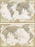 白宫奥巴马地图装饰画素材现代英文世界地图北欧美式图库高清版本