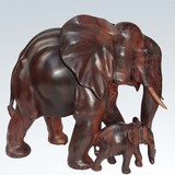 木雕摆件精品 红木工艺品 家居装饰 木雕大象 母子平安象 礼品