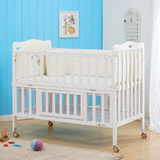 婴儿床高端多功能欧式实木宝宝游戏儿童床白色带蚊帐变书桌大尺寸