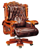 老板椅大班椅真皮椅咖啡色实木扶手脚总经理牛皮椅