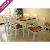 厂价直销 全实木松木环保家具 白色简洁餐桌椅组合 韩式2色实用桌