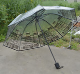 萌萌哒英伦建筑透明折叠伞个性伞日本创意复古晴雨伞男女