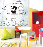 卡通小猫咪创意DIY墙贴纸 玻璃贴橱窗贴 儿童房幼儿园装饰布置