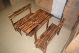 长方桌碳烧木长板凳靠背木板凳大排挡实木板凳高靠背长凳松木排椅